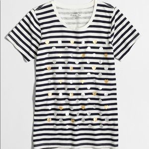 J. Crew Navy/White Stripes and Hearts Tee
